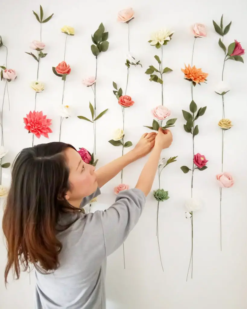 Felt flower wall hanging