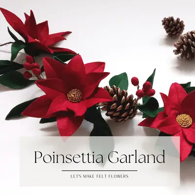 Poinsettia garland that can be made by following the free tutorial